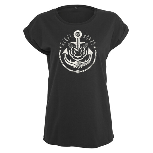 "Anchor Rose" Girl T-Shirt Black