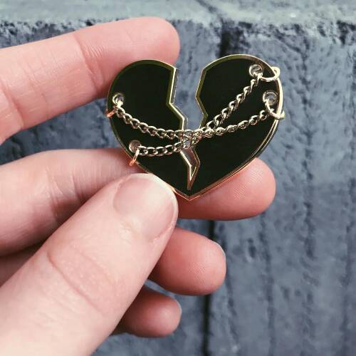 "Heart in Chains" Hard Enamel Pin Gold