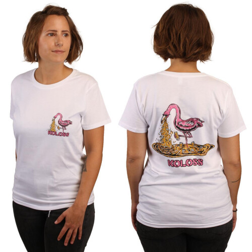 "Kotze Flamingo" Girl Shirt White S