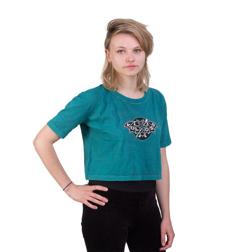 "Fledermaus" Cropped Girl Shirt Acid Teal XS