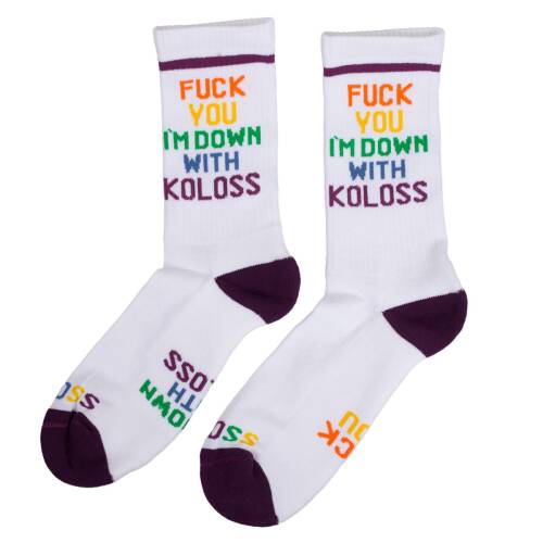 "Down" Socks White