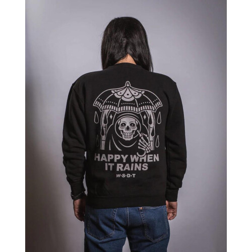 "Happy WhenIt Rains" Crewneck Sweater Black