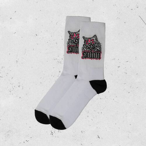 "Satancat" Socks White