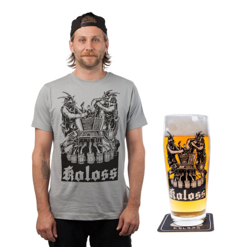 "Bierpresse" Glas und Shirt